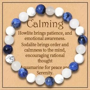 Blue and White Beaded 8mm Calming Bracelet